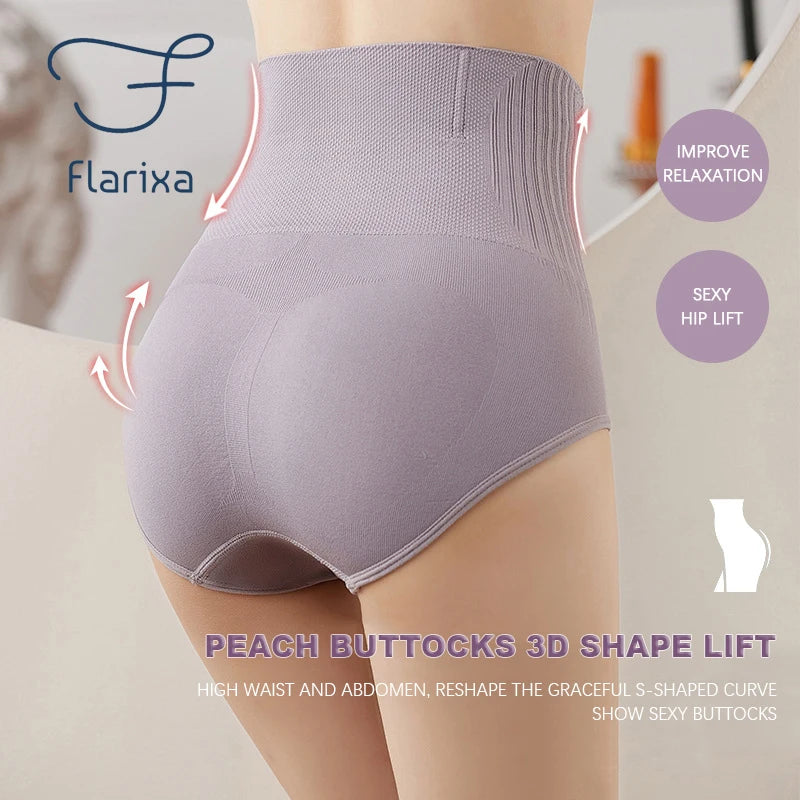 Flarixa 2PCS High Waist Flat Belly Panties Postpartum Abdominal Briefs Tummy Control Seamless Body Shaping Slim Women Underwear