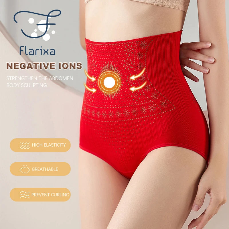 Flarixa 2PCS High Waist Flat Belly Panties Postpartum Abdominal Briefs Tummy Control Seamless Body Shaping Slim Women Underwear